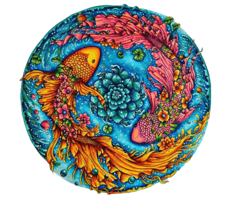 Yin Yang colorful koi fish puzzle