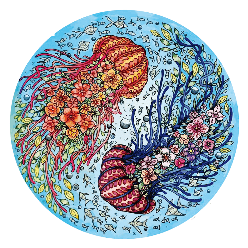 Yin Yang blue jellyfish puzzle